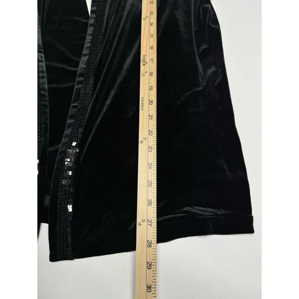 Quacker Factory Jacket Top Set Womens L Black‎ Velvet Sequins Evening Formal New